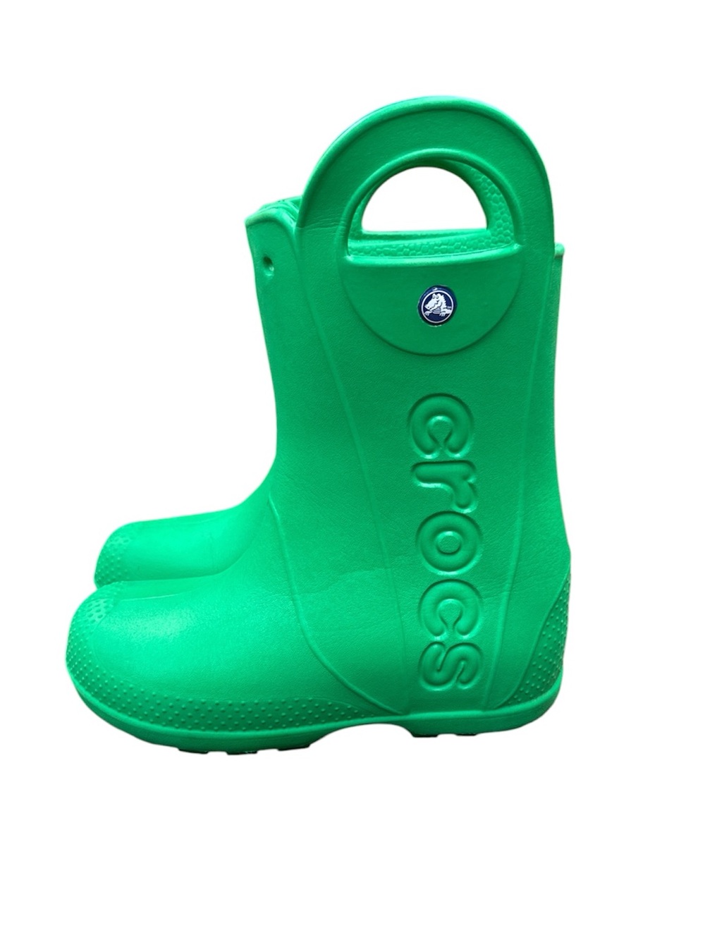 CROCS Kids Bright Green Handle Rain Boots Size J 3